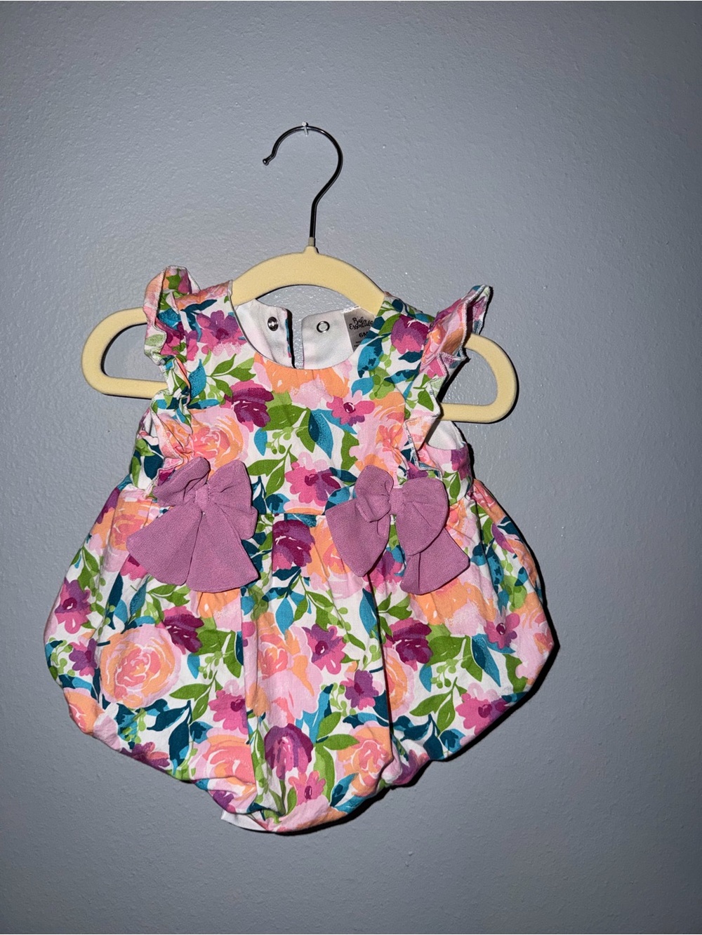 Floral Bow Bubble Romper - Pink & Multicolor